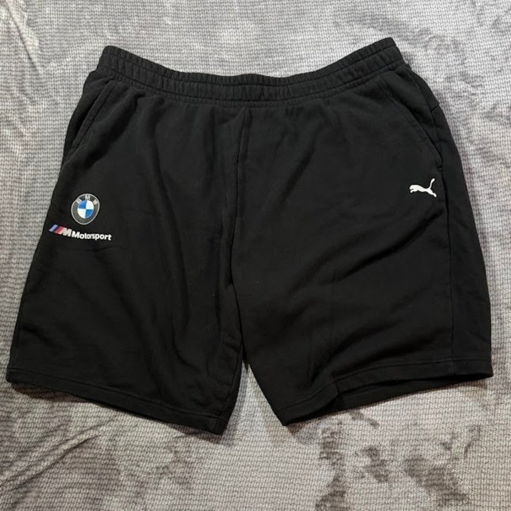Puma BMW M Motorsport Mens Black Sweat Shorts XXL Elastic Waist Athletic 36X9